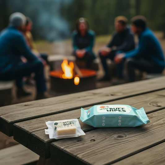 Buff Yo'Self camping hygiene kit with biodegradable soap compostable outdoor hygiene wipes and reusable pouch - image 2