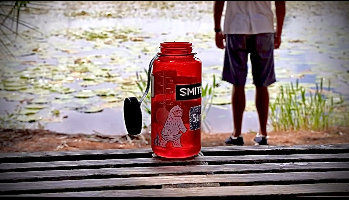 Nature Buff clear circle sticker on a bottle